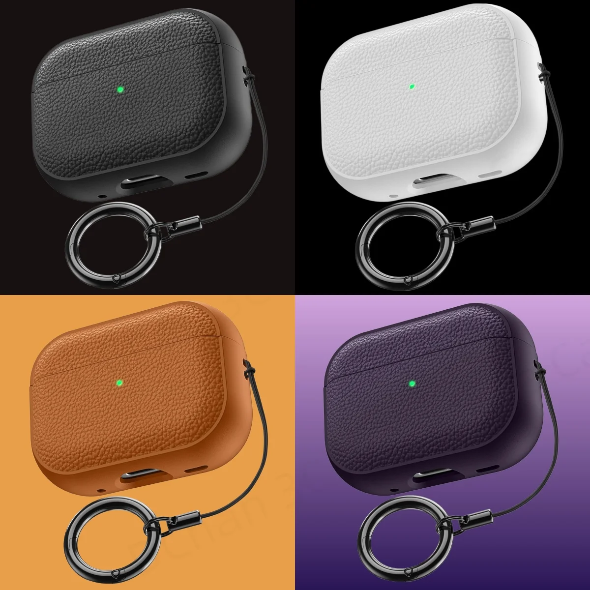 Cute For AirPod Pro 3 Case Full Leather Cover With Lanyard&Cleaning Pen For AirPods 4 Earbuds Case For AirPods Pro 2 3 4 Case