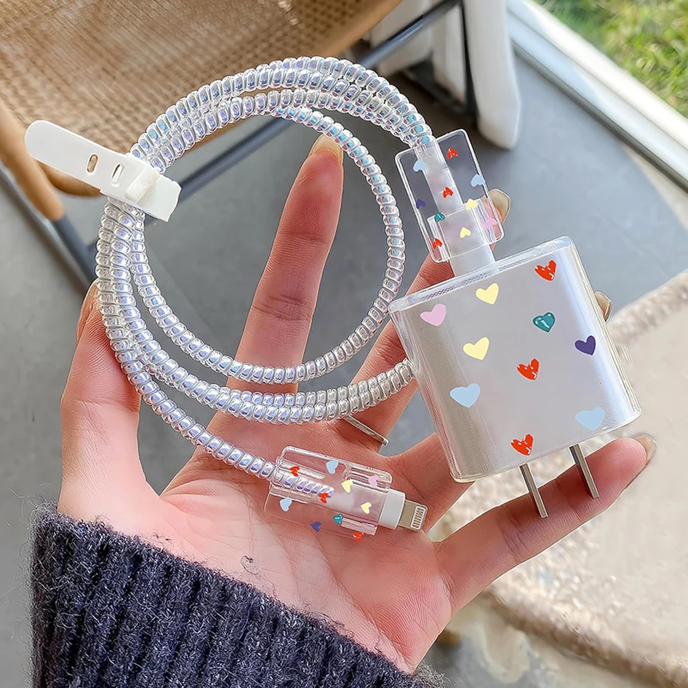 New USB Cable Cover Charger Protection Case For iPhone 15 14 13 Pro Max 18/20W Charger&Charging Cable Protector Data Wire Winder