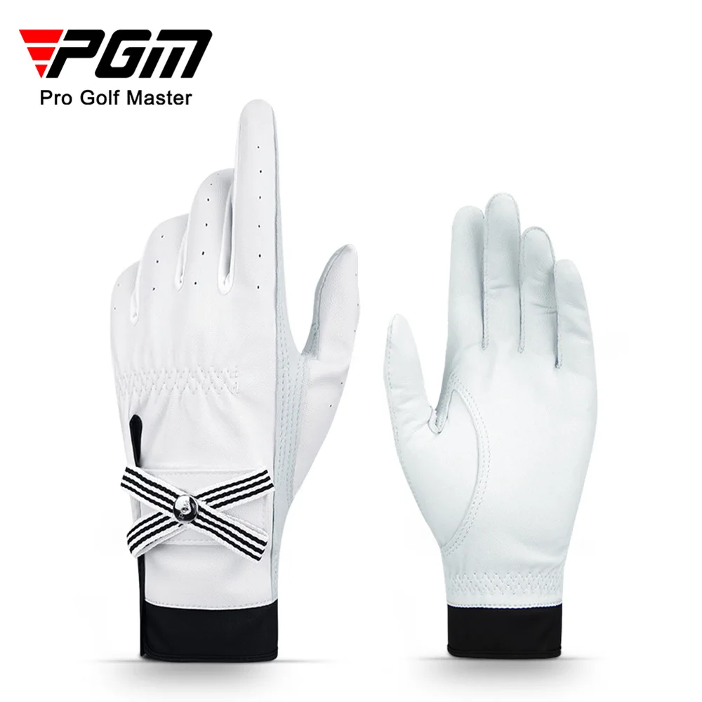 

PGM Golf Gloves, Women Gloves, Sheepskin Velcro Non-Slip Gloves, Soft Breathable Golf Glove for Ladies Female