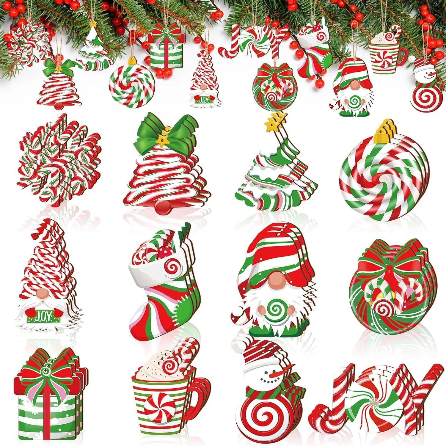 

12pcs Small Pendant Xmas Tree Christmas Red Lollipop Candy Hanging Ball Christmas Supplies Decorations For Home New Year Gift