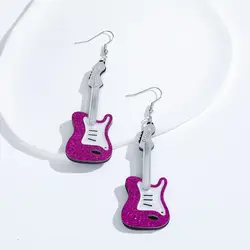 1 Pair Halloween Classic Fashion Acrylic Earrings Guitar Colourful Music Texture Fashion Jewellery Holiday Gifts Party Dressing