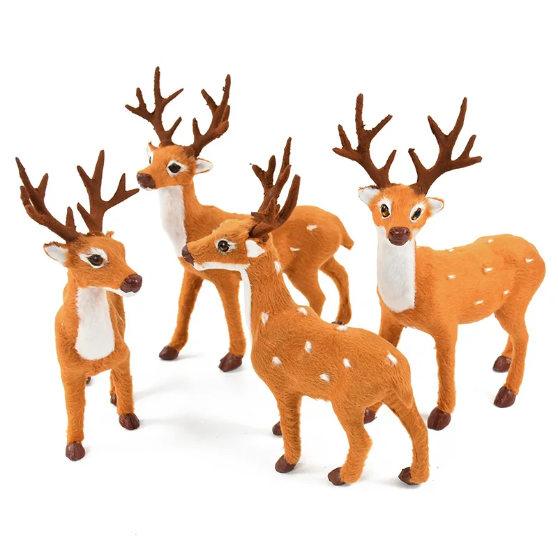 Simulation Christmas Deer Christmas Elk Plush Reindeer Fairy Garden Miniatures Prop Animal Model Figurine New Year Home Ornament