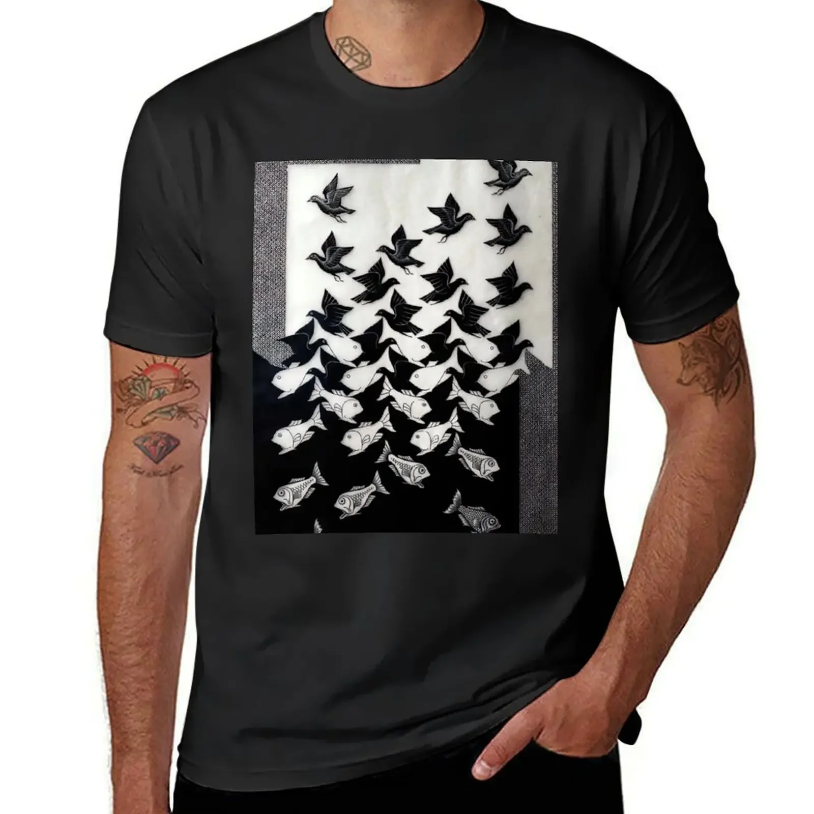 Sky and Water II by M.C. Escher T-Shirt shirts graphic tee graphics blue archive street wear mens graphic t-shirts anime