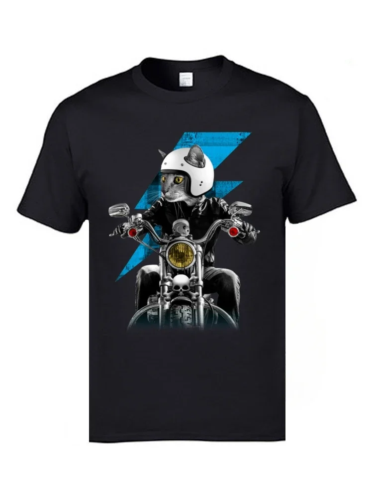 

Skull Cat Cool Graphic Printed T Shirts New Style Motorcycle Retro Men Fashion Sweatshirt Motorbike Funny Vintage Casual Tee