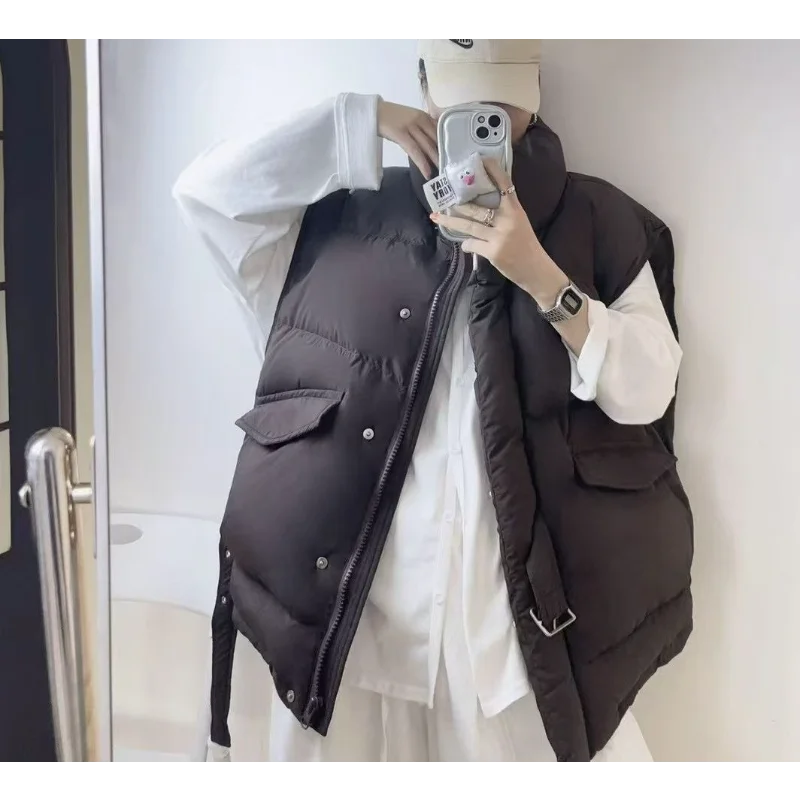 ダウンベスト 2025 秋冬新作 カジュアル リラックス 通勤スタイル オーバーサイズ 厚手 暖かいコート トレンド