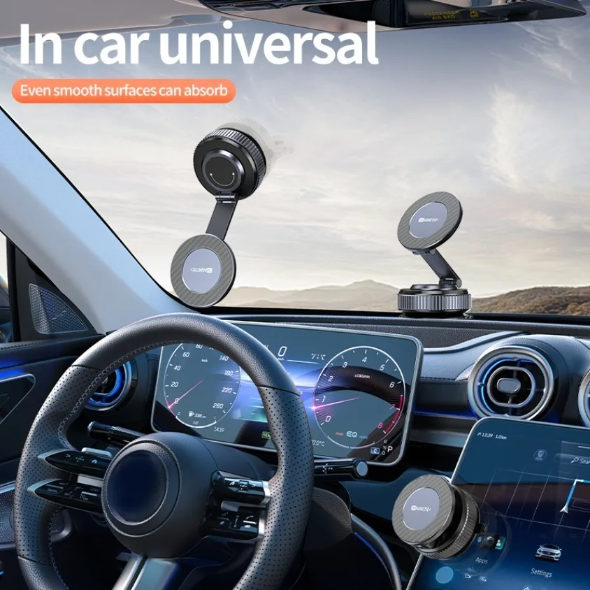 Foldable Car Magnetic Phone Holder 360° Rotation Desk Car Vacuum Suction Windshield Dashboard Mobile Holder for iPhone Samsung