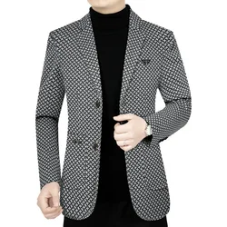 Men Business Casual Blazers Jackets New Male Checkered Suits Coats High Quality Man Spring Slim Blazers Jackets Coats Size 4XL