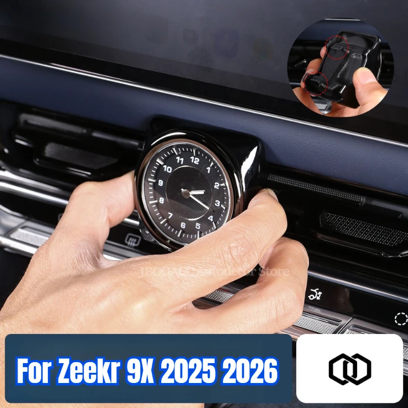 For Zeekr 9X 2025 2026 Center Console Electronic Clock Stick-On Quartz Watch Car Interior Digital Clock Dashboard Accessories