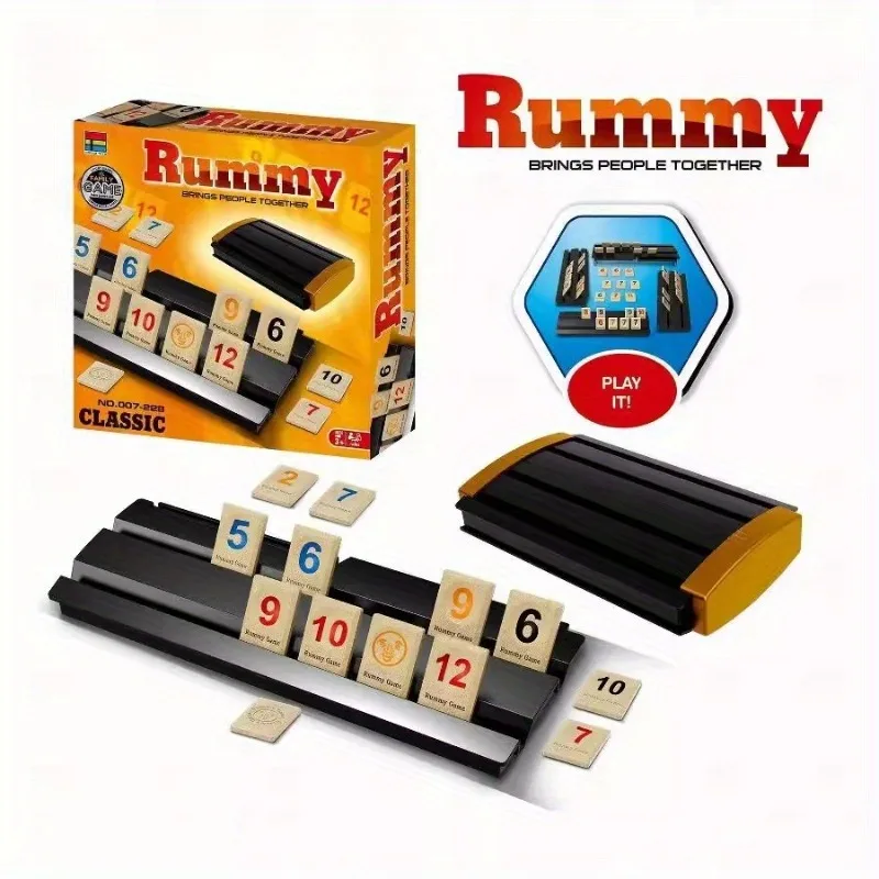

Классическая настольная игра Rummy Tile — стратегическая игра для 2-4 игроков для быстрого мышления, идеально подходит для семьи и друзей, включает прочный P