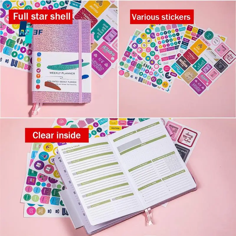 

A23F-A5 Notebook Paper Diary Notebook With Elastic Strap And Journal Stickers