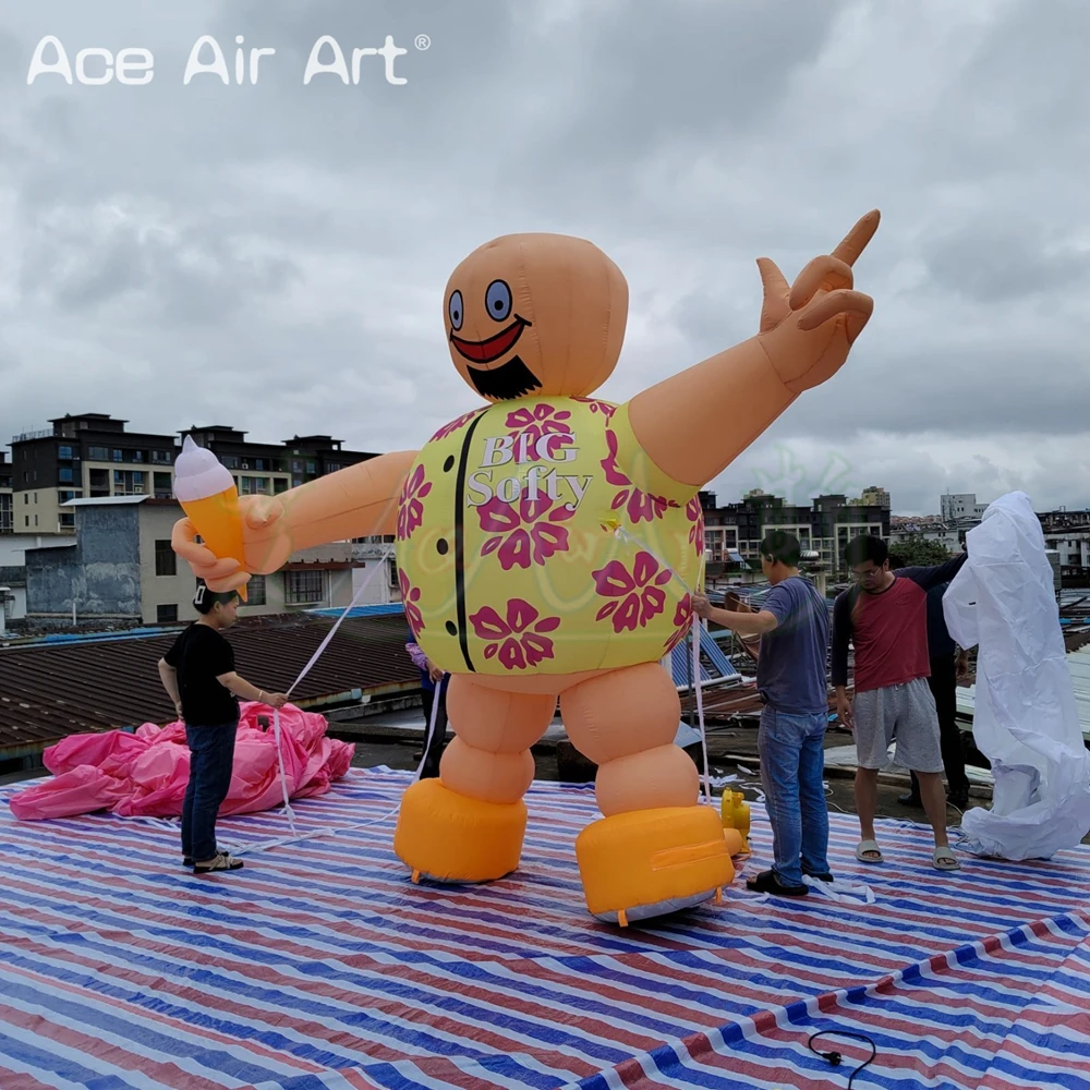 Modèle Gonflable de Dessin Animé avec Crème Glacée, Décoration pour Publicité en Plein Air, 3mH