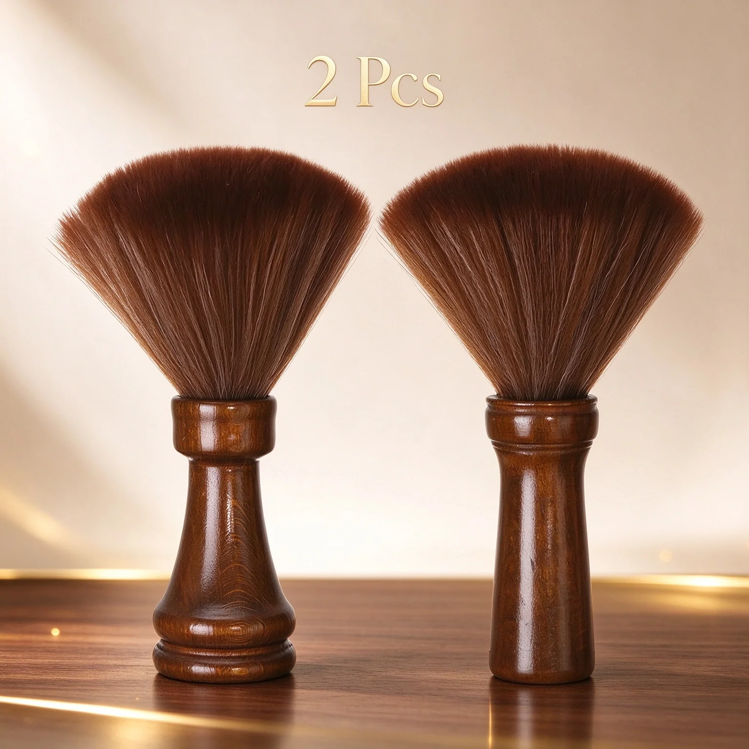 2Pcs Professional Salon Brush Soft Bristle Wood Handle Barber Neck Duster Hair Beard Shaving Cleaning Tool