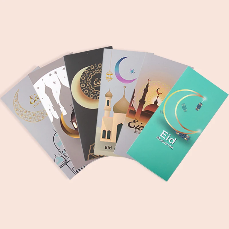 

6Pcs/set Eid Mubarak Cash Envelopes Money Cards Paper Bag 2025 Ramadan Mubarak Decoration Islamic Muslim Eid Al-fitr Gift Favors