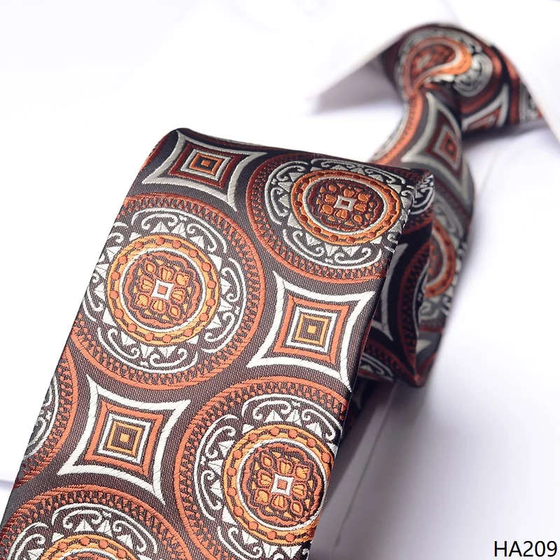 High Quality Orange Copper Coin Patterned Tie For Men‘s Vintage Classic Business 8CM Wide Version Shirt Accessories Cravat