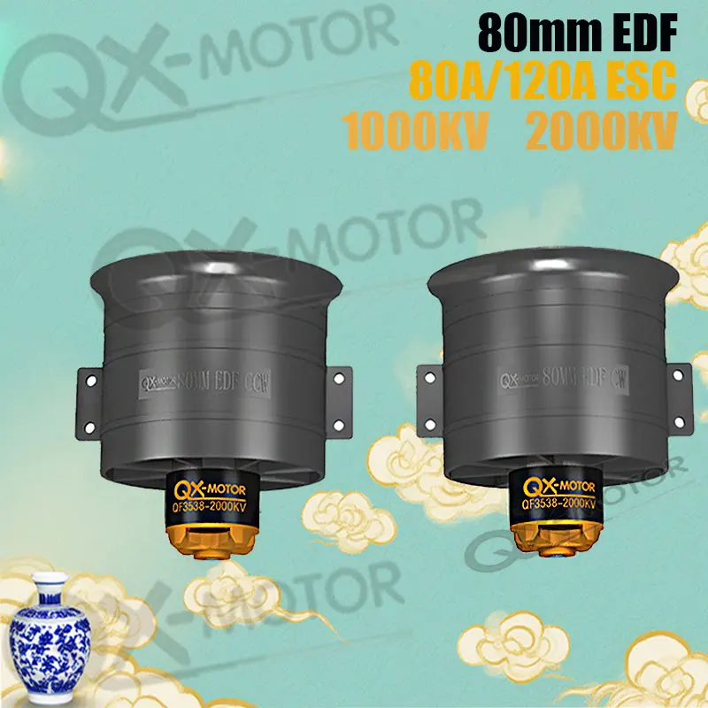 

QX-MOTOR 80 мм, 12-лопастной канальный вентилятор - бесщеточный двигатель 1000 кВ/2000 кВ, 80 А/120 А, ESC, высокопроизводительные прочные детали модели дронов