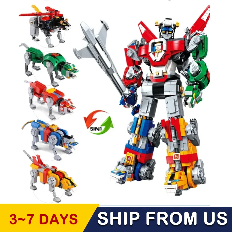 

В наличии MOC, идеи строительных блоков, модель 5-в-1, игрушки Voltron Guardian 21311, подарок для робота, день рождения, Рождество, 2321 шт.
