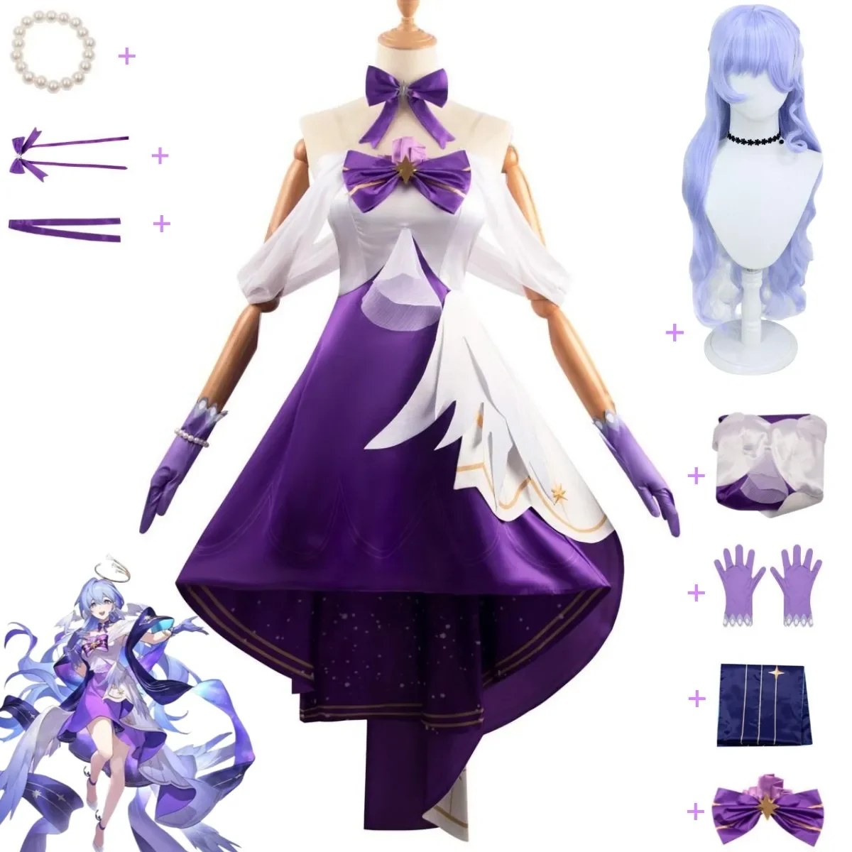 Anime Game Honkai: Star Rail Robin Cosplay Costume Vocal Concert Evening Dress Long Skirt Wig Woman Sexy Carnival Christmas Suit