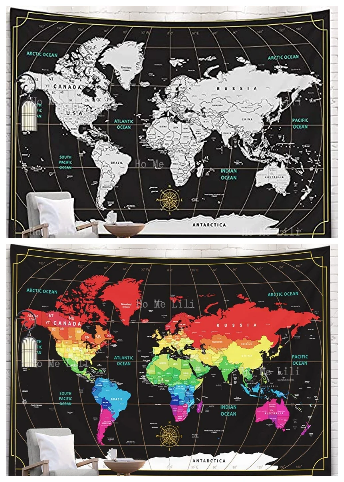 World Geographic Distribution Pattern Tapestry Wall Decoration Beautify Your Home