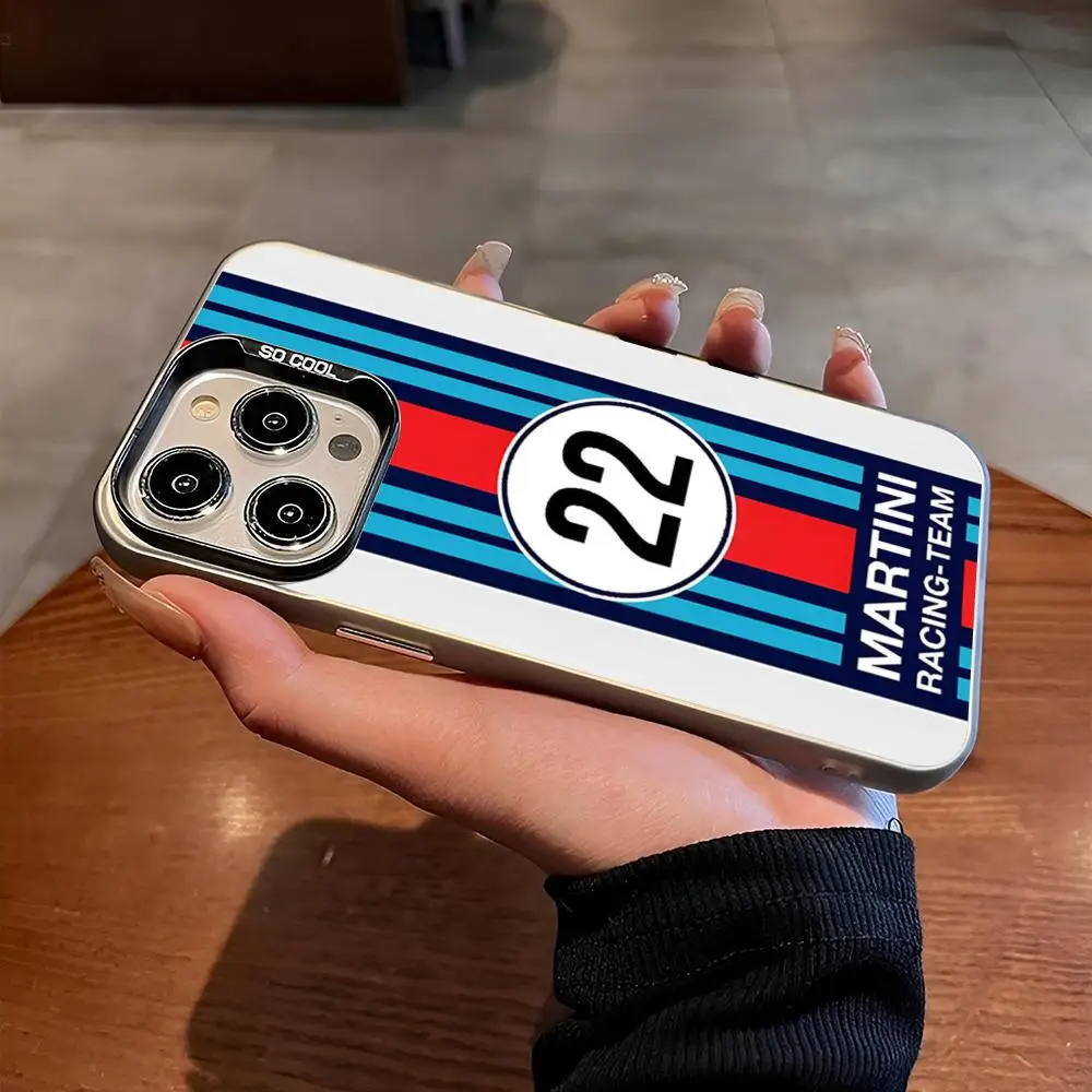 Чехол для телефона Racing Martini для iphone 17, 16, 15, 14, 13, 11, 12 Pro Max Xr X Xs 8 7 Plus, цветной серебристый чехол