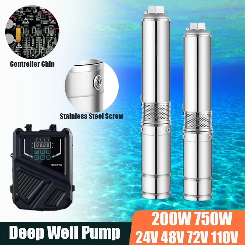 

Deep Well Submersible Pump Stainless Steel Water Pump 200W/400W/750W/1100W Large Flow Rate High Head Lift Extracting Water