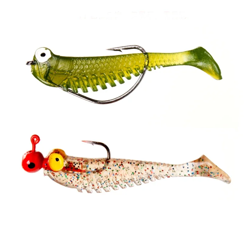 10pcs/Lot 5cm 1.3g Fish Silicone Worm Soft Lures Fake Bait Sea Fishing Swimbait Surface Artificial Spinnerbait