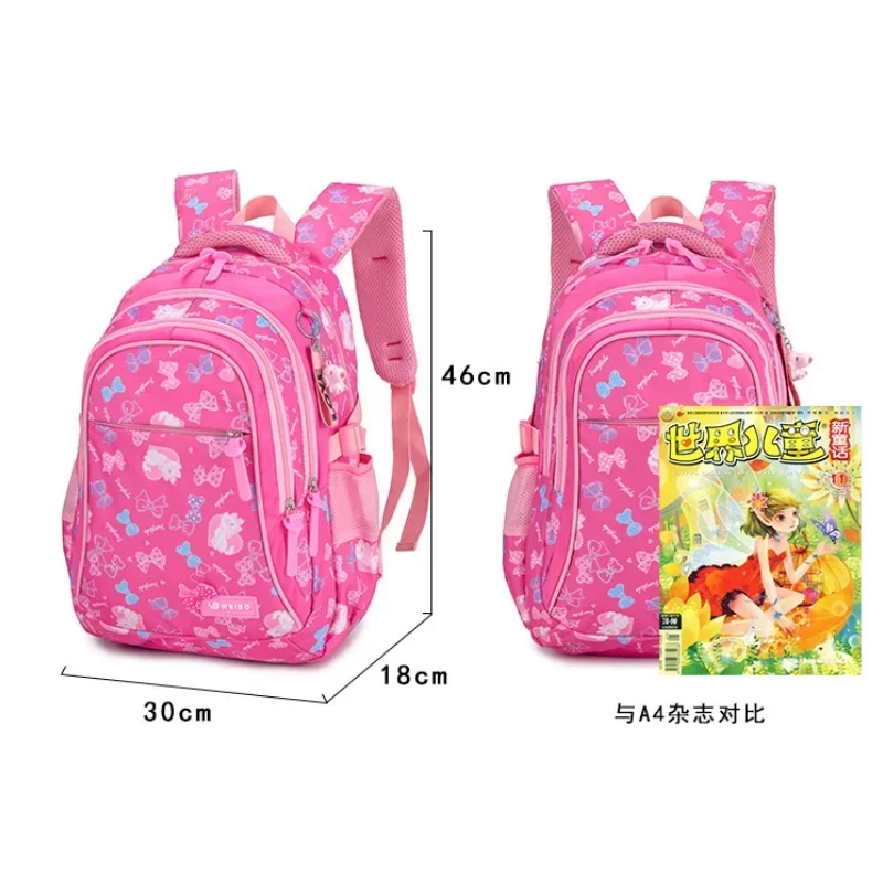 Three Piece Set of Student Backpack Fashionable Printed Cute Large Capacity Bow Waterproof and Wear-resistant High-quality