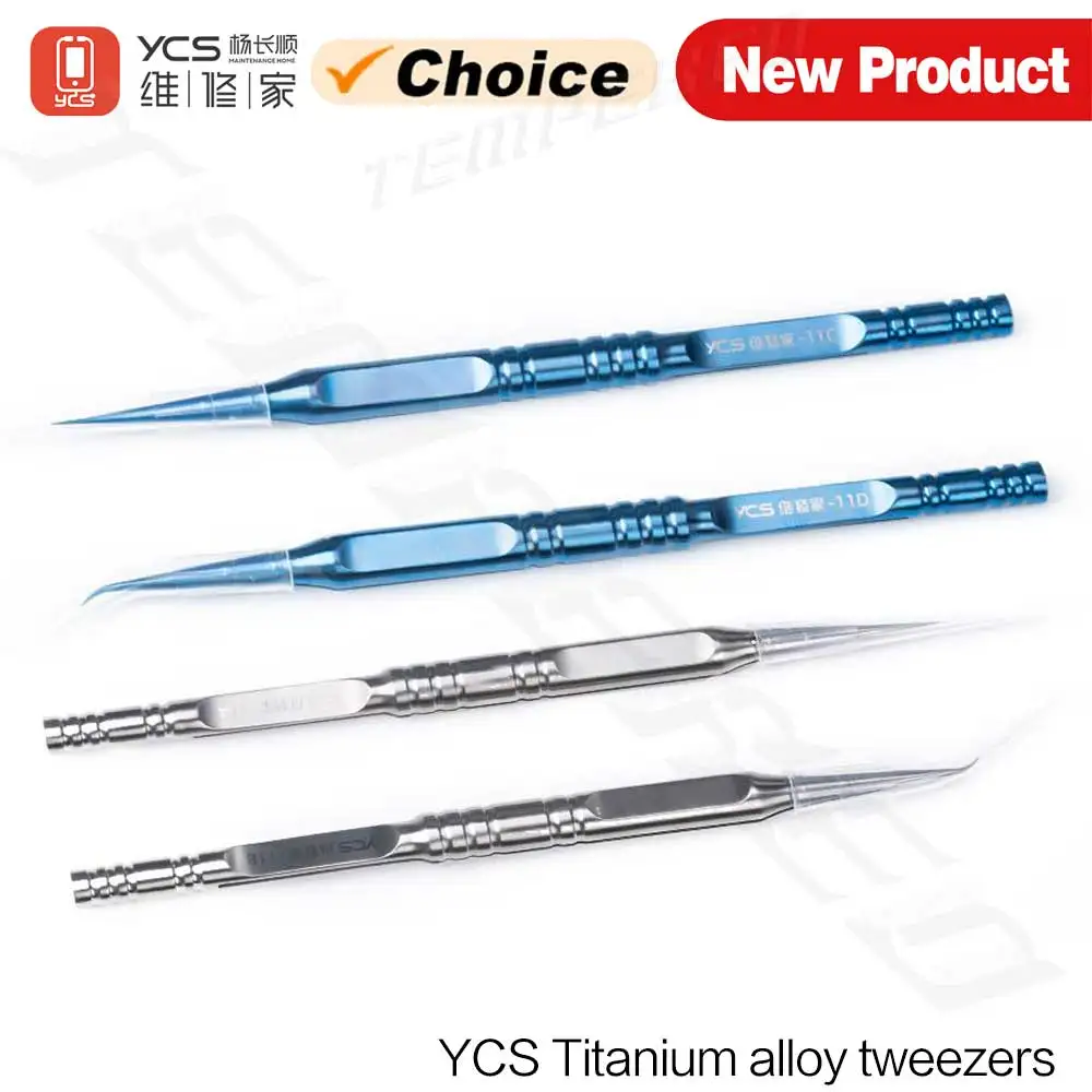 YCS Precision Titanium Alloy Tweezers Professional Repair Fingerprint Fly Line Phone Antimagnetic Electronics Forceps Hand Tools