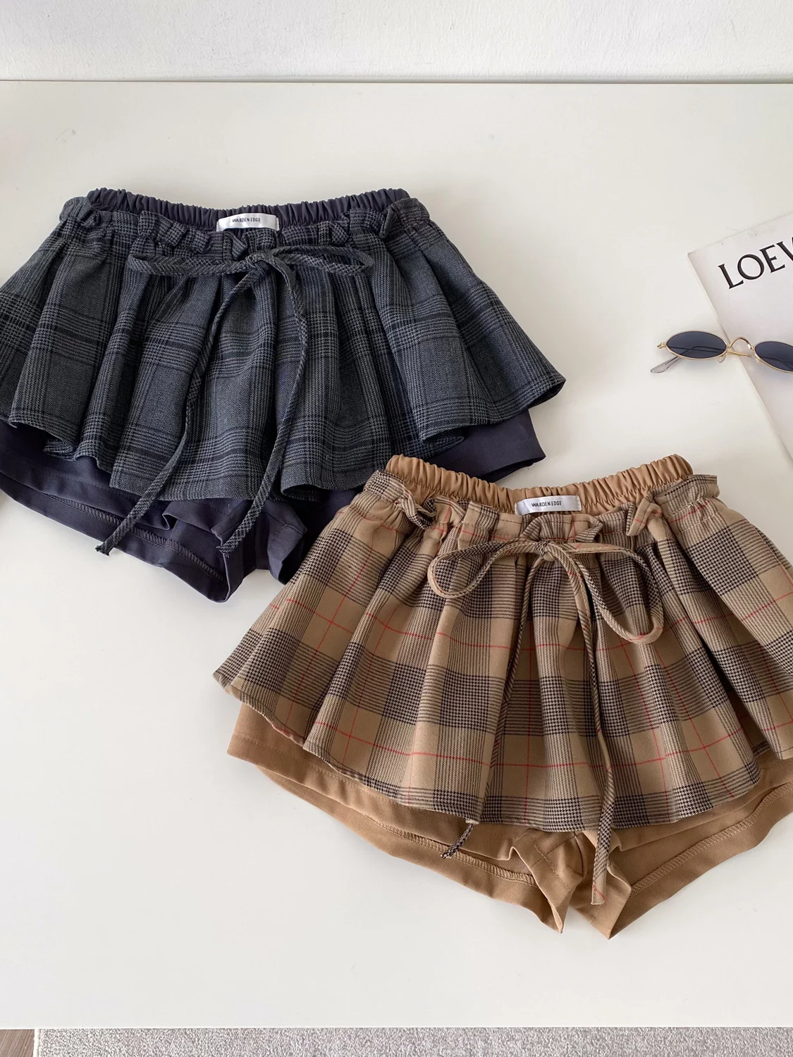 

Ретро-юбка А-силуэта в клетку для женщин, с завышенной талией, укороченная, универсальная, корейская версия, весна 2026