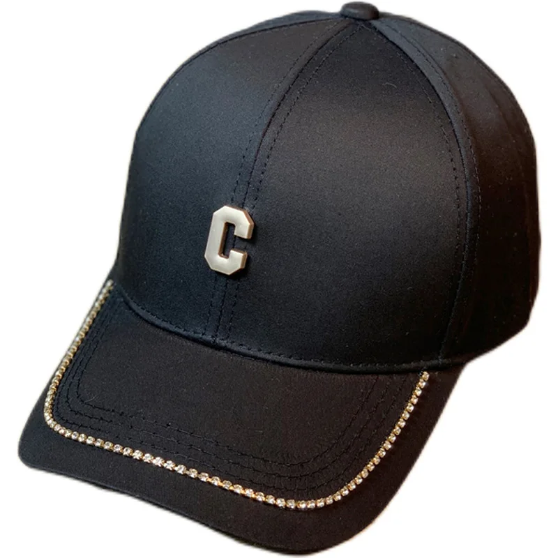 C Letter Diamond-studded Baseball Cap Women's Solid Color Shade Golf Fishing Outdoor Sports Back Button Hat Hip-hop Streetwear