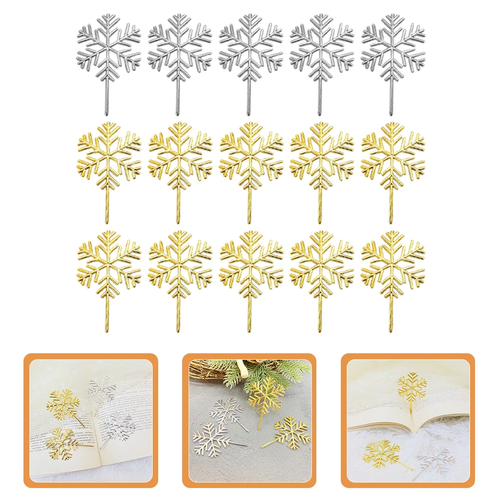 

40 Pcs Cake Insert Christmas Decorations Inserted Cards Snowflakes Paper Cup Topper Plastic Cupcake Picks