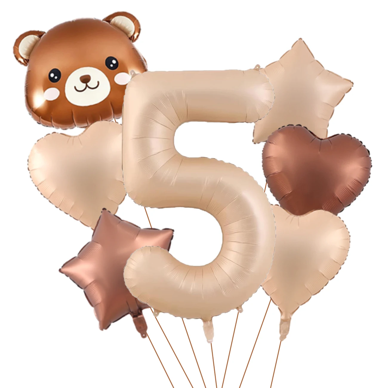 7-teiliges süßes Bären-Ballon-Set mit 32 Zoll Karamell-Digital-Aluminiumfolienballon für Geburtstagsparty-Dekoration, Babyparty-Zubehör – Detail 7