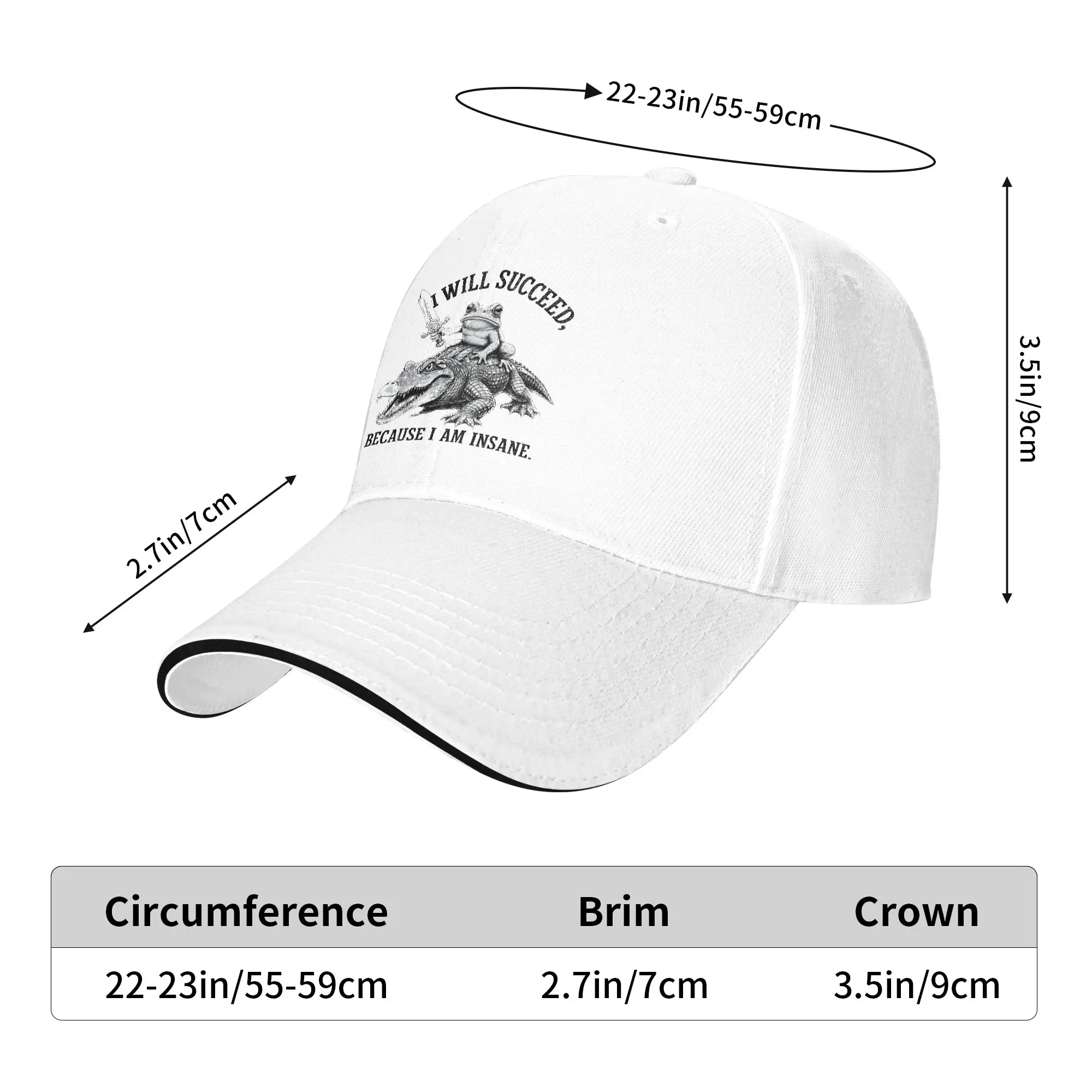 I Will Succeed Because I Am Insane Funny Frog Riding Crocodile Meme Sun Baseball Cap  Summer y2k Cool Trucker Hat Kpop Rock Cap