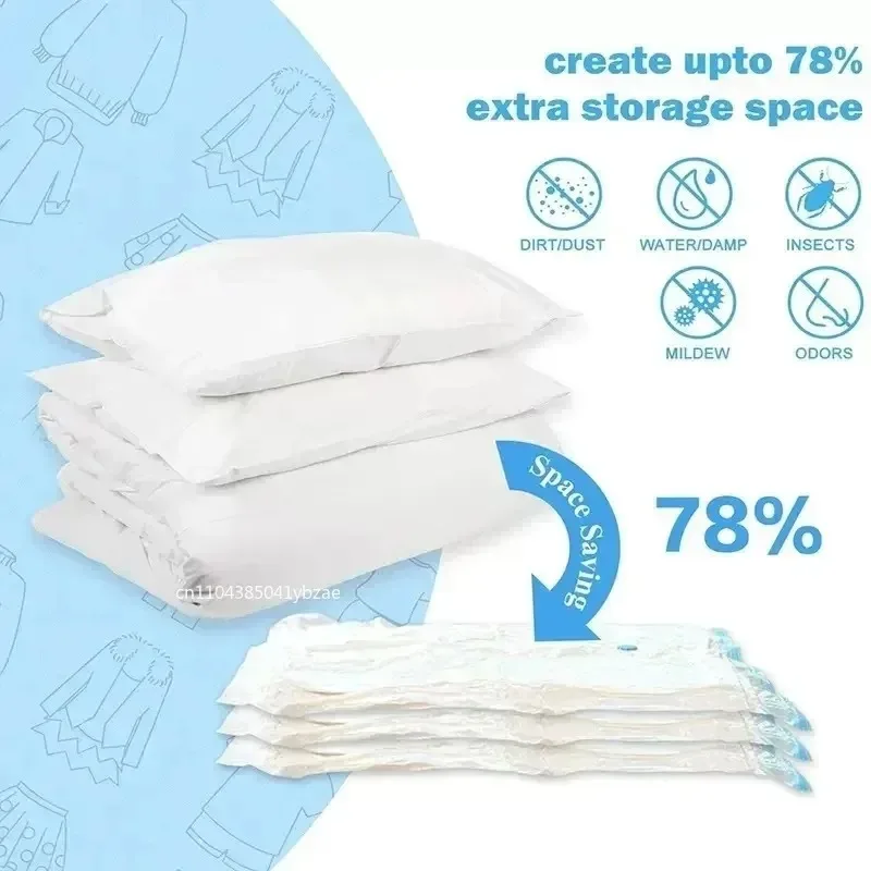 5/10PCS Vacuum Storage Bags - Space Saving for Clothes & Bedding, Vacuum Seal Packets, Folding Compressed Organizer Bags gallery 4