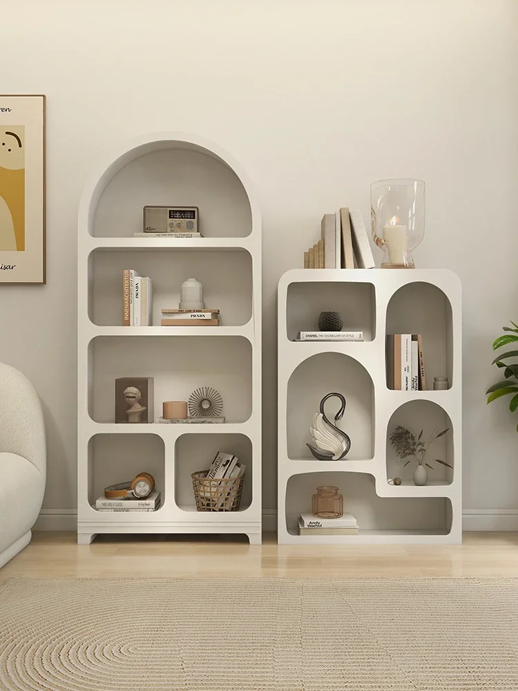 

Customized cave style arched bookshelf display cabinet, American style floor standing storage cabinet, modern and minimalist chi