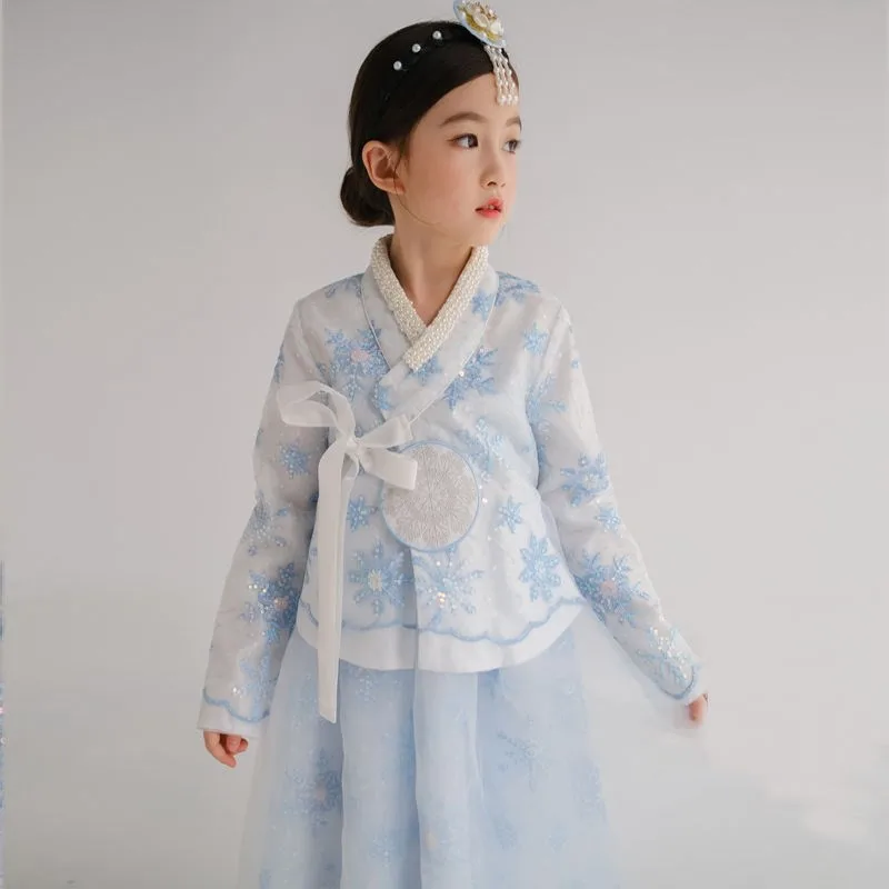 

Creative Girls Hanfu Tang Suit Long-Sleeved Princess Dress Autumn Children'S Super Fairy Costume Kids Korean Hanbok Dress LC776