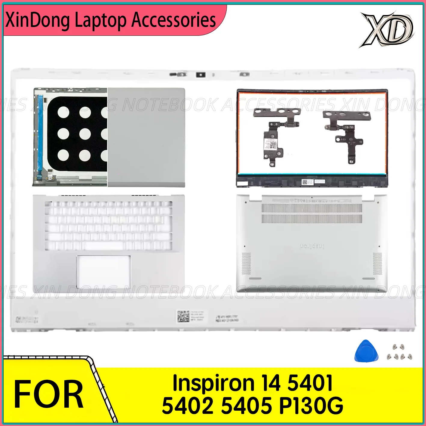 

Replacement Laptop Case For Inspiron 14 5401 5402 5405 P130G001 / P130G002 Top Cover Bezel Palmrest Base Hinges 14 inch