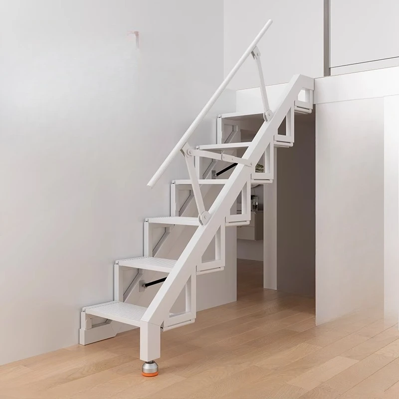 

Carbon steel iron welded attic ladder against the wall, folded, attached to the wall, saving space