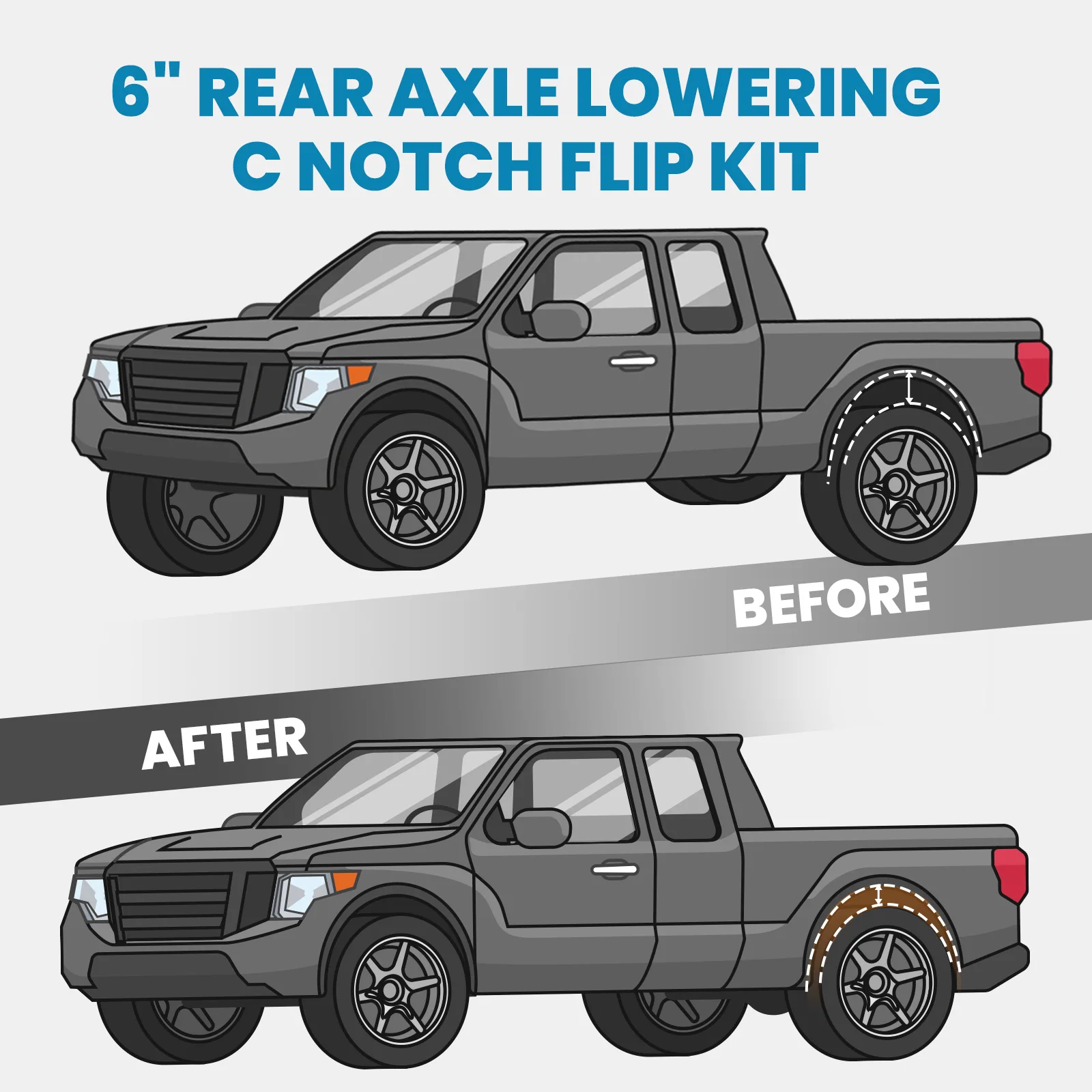 6 inch Rear Drop C Notch & Flip Kit For GMC Sierra C1500 2WD 1988-1998 Steel