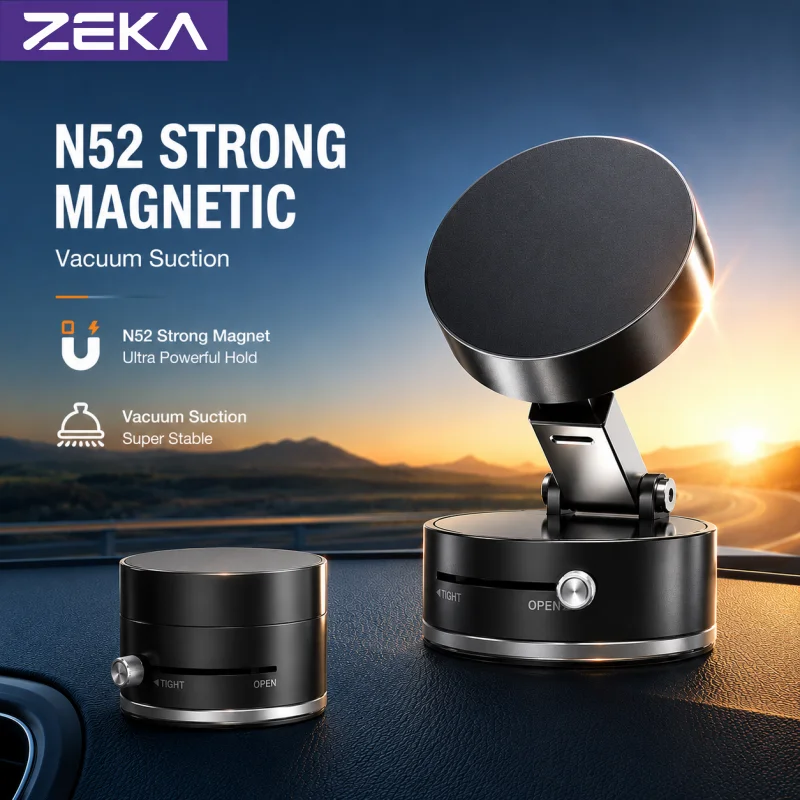 ZEKA N52 Magnetic Nano Suction Cup Phone Holder 360° Rotating Stand for Car Desk Glass Mirror Kitchen Bathroom