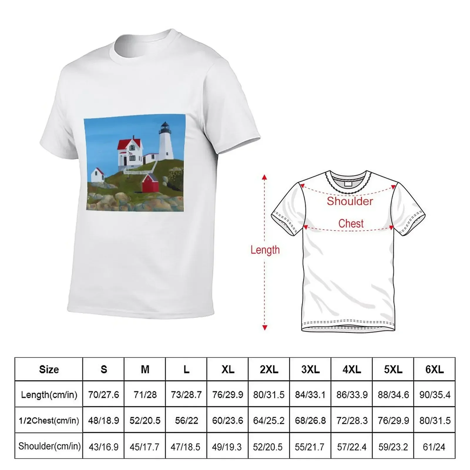 The Nubble Lighthouse T-Shirt kawaii clothes Blouse oversized blanks men tshirt