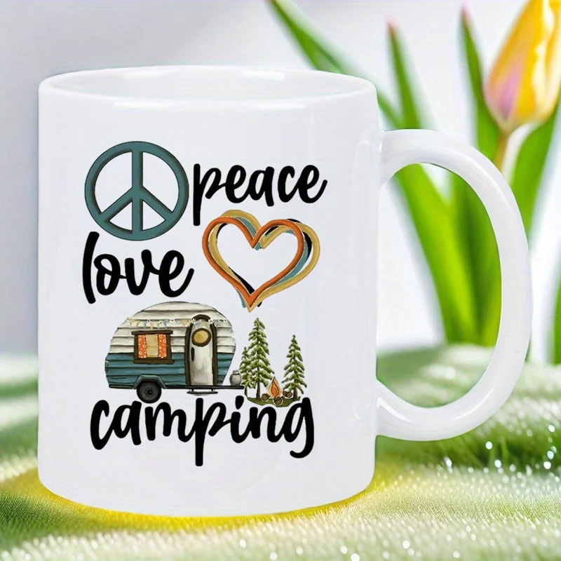 

Керамическая белая кружка Peace Love Camping — только для мытья рук, многоразовая многофункциональная чашка для любителей активного отдыха, не требуется электричество,