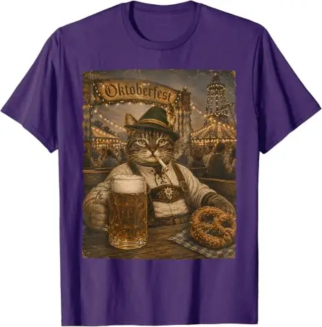 Oktoberfest Herren Lederhosen Lustiges Deutsches Biertrink-Meme T-Shirt Y2k Oktoberfest Kostüm Grafik Katze Papa Trinker T-Shirt Geschenk – Detail 17