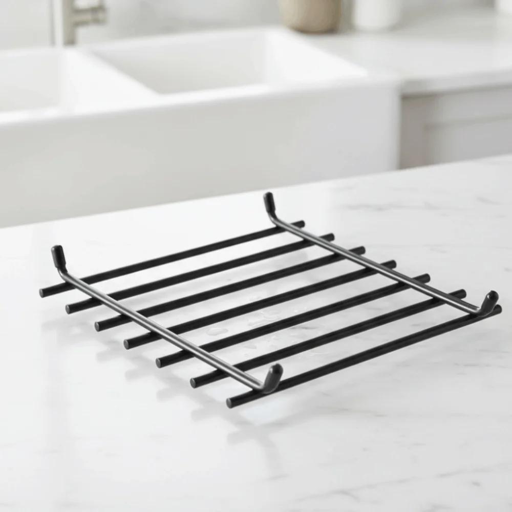 Simple Wrought Iron Kitchen Trivet Striped Design Heat-resistant Pot Rack Scratch Resistant High Load-bearing Pot Holder Home
