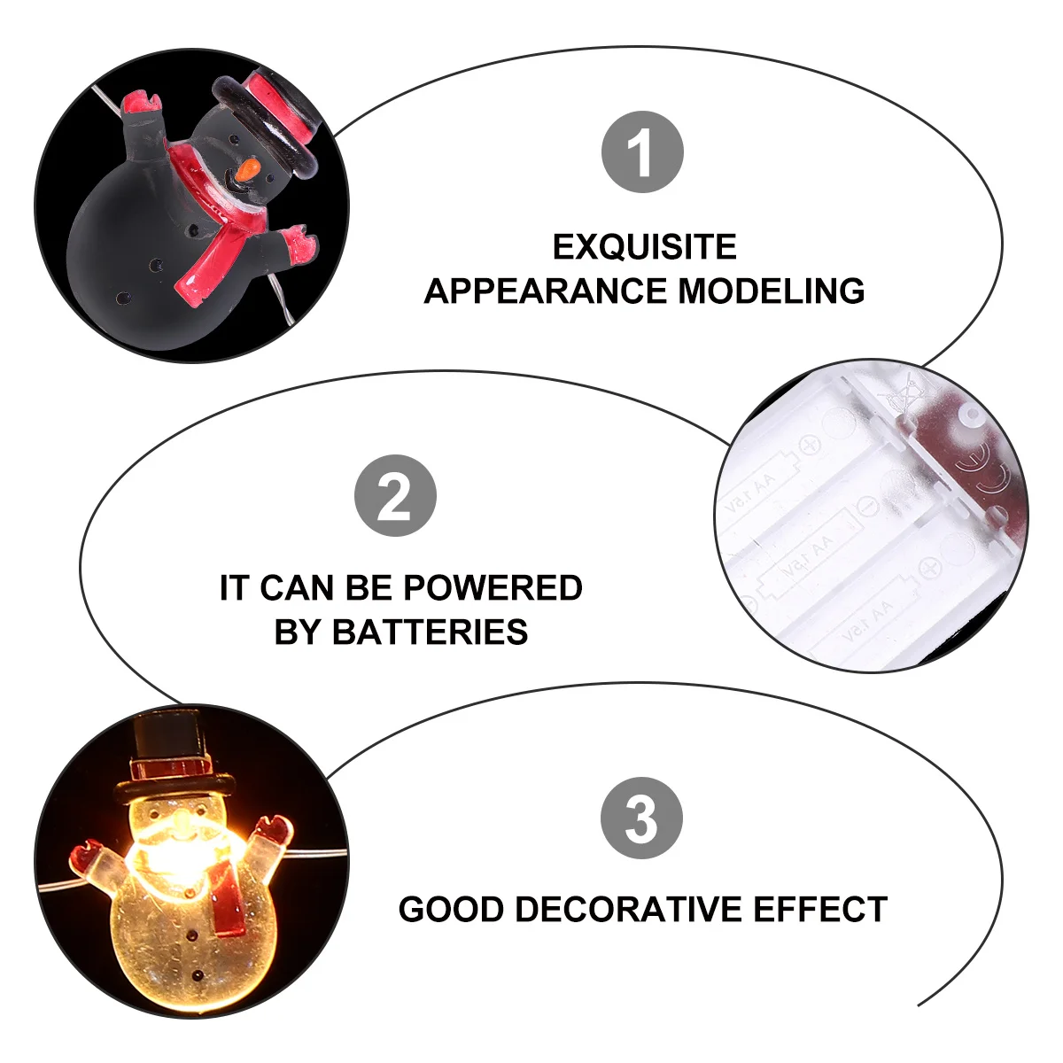 

1Set Snowman String Light Christmas Decorative LED Copper Wire Energy Efficient Night Lamp for Garden Patio Home Decor