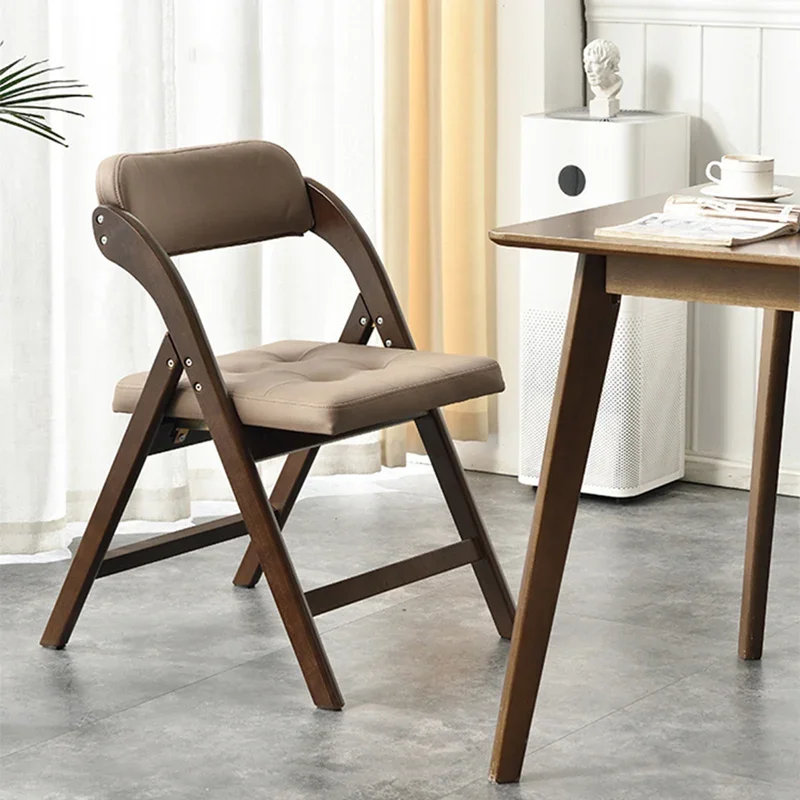 Rustic Wood Folding Dining Chair Home Relaxing Salon Styling Dining Chair Dressing Mobile Cadeiras De Jantar Foldable Soft Chair