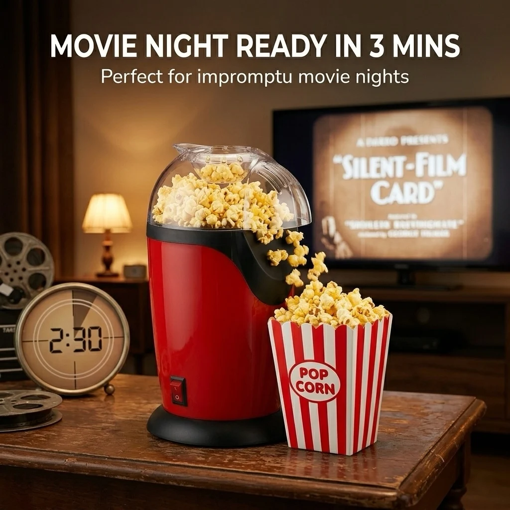 Garden Party Popcorn Machine Electric Hot Air Popping Maker for Summer BBQ Family Gathering Kids DIY Snack 110V 220V US EU Plug