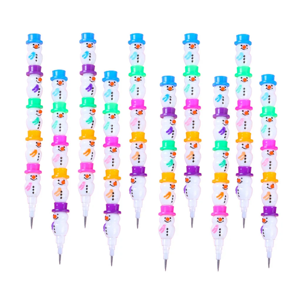 

20 Pcs Snowman Pencil Christmas Automatic Removable Student School Supplies Lovely Writing Kid Stacking Point Pencils Suit