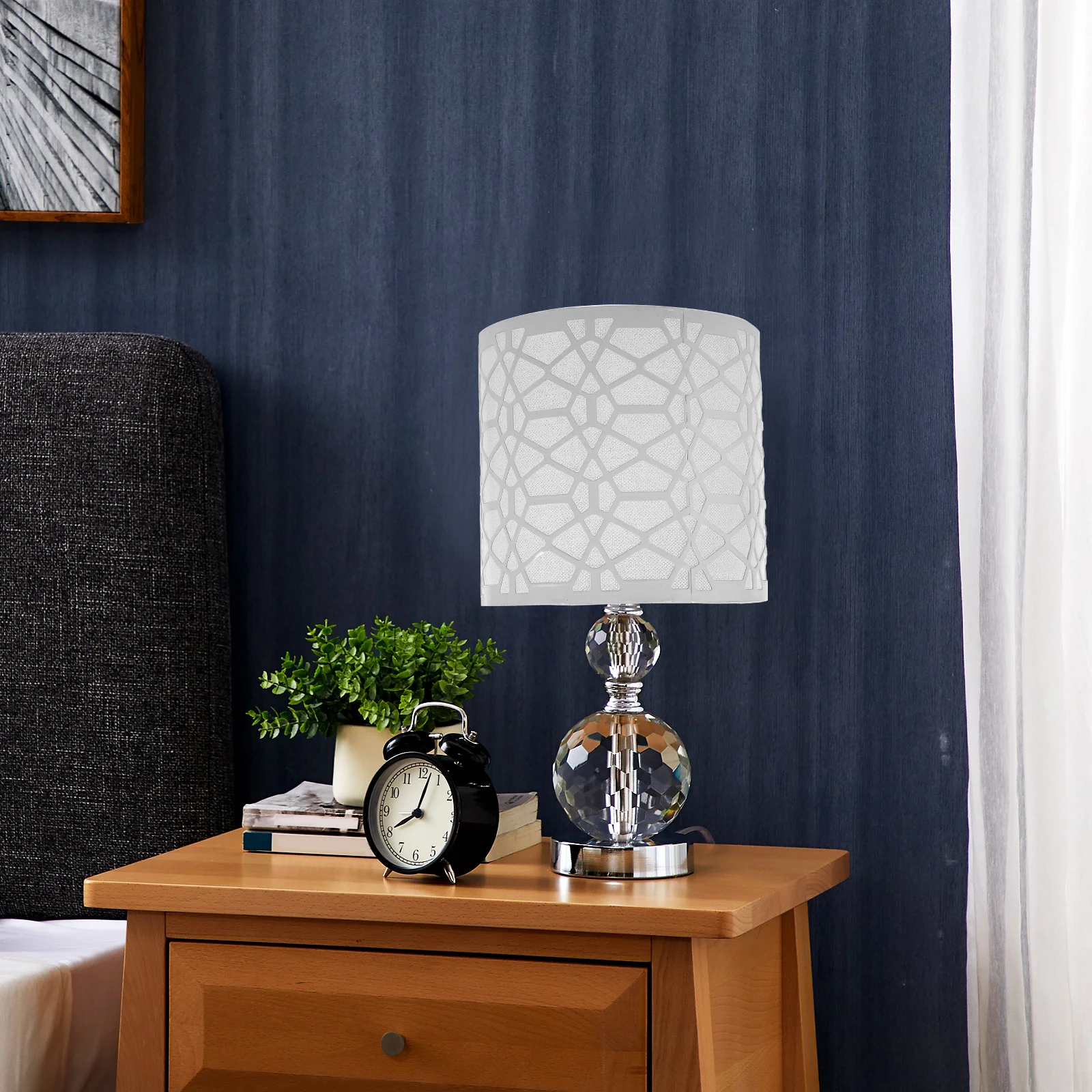 

E27 Антибликовый кованый железный абажур для настольной лампы, белый куб воды, светильники, абажур в форме колокольчика для замены настольной лампы