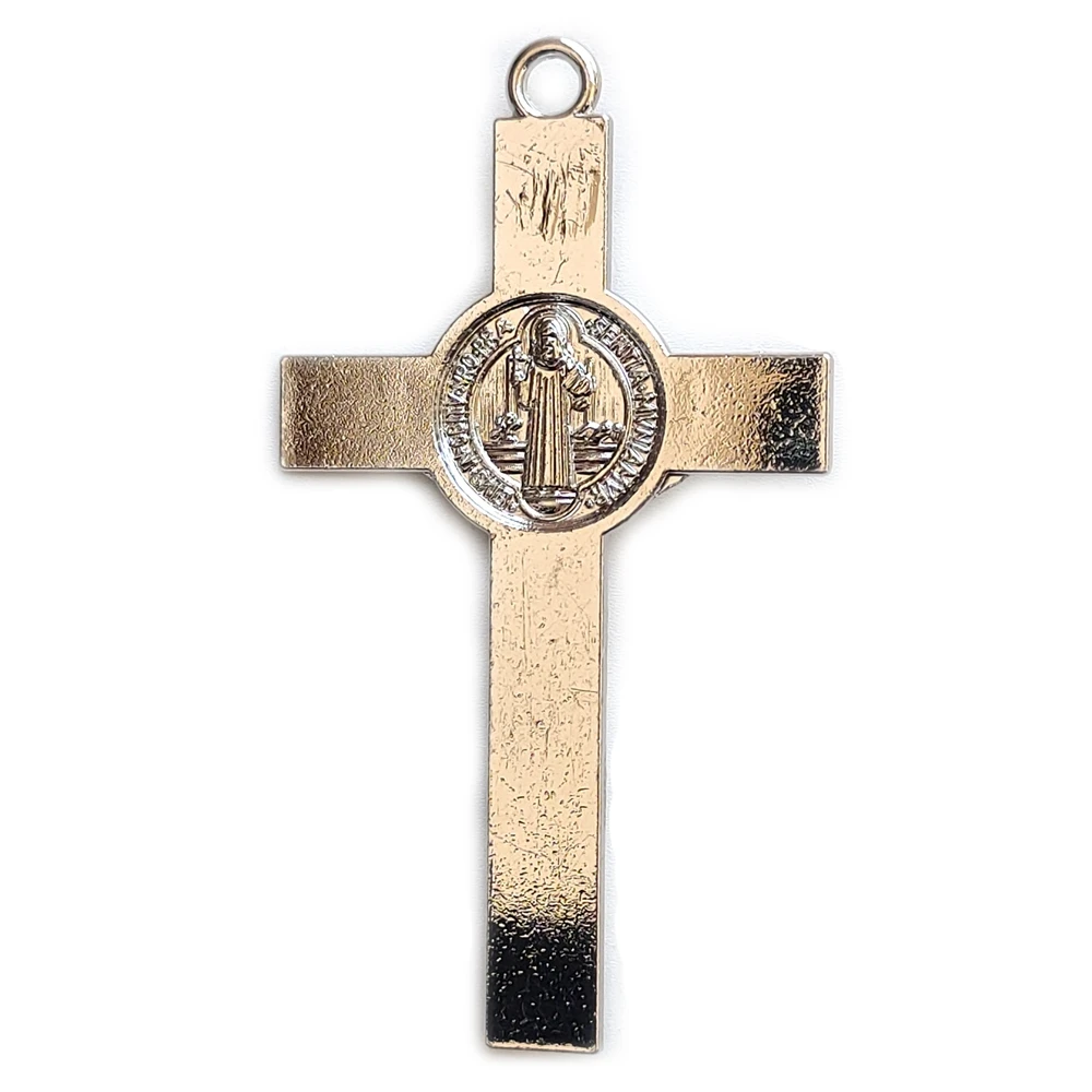 QIGO-Pendentif religieux en métal, croix de Jésus, Nina, ifix, accessoires de bijoux, bricolage, 6.5x3.5 cm, 5 pièces par lot