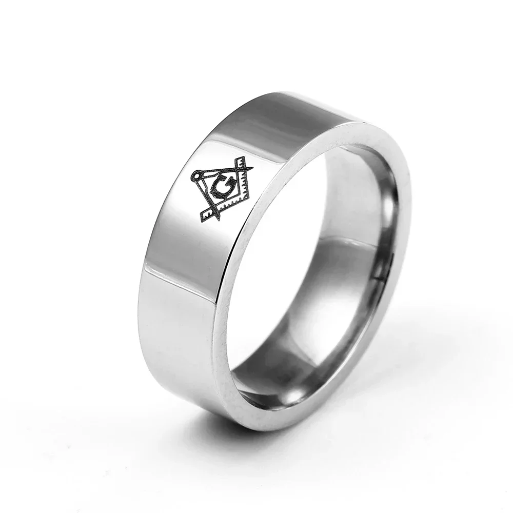 6mm wide Classics Freemason Stainless Steel Ring For Men Women